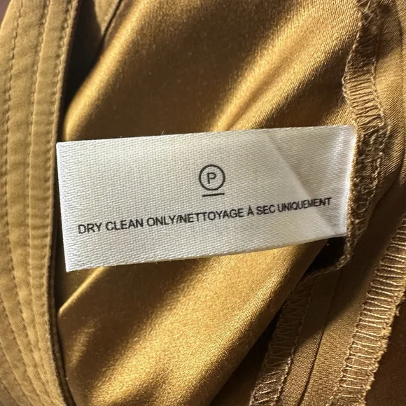 Fleur Du Mal Brown Yellow Zipper Split Hem Pants Cargo 8 EUC LKNEW Silk $545 - Picture 6 of 7